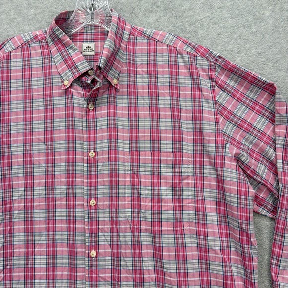 Peter Millar Shirt Mens Large Pink Plaid India Madras Oxford Dress Casual Sport - Picture 2 of 7